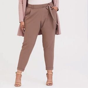 Torrid Taupe Crepe Tie Front Tapered Pants 1X